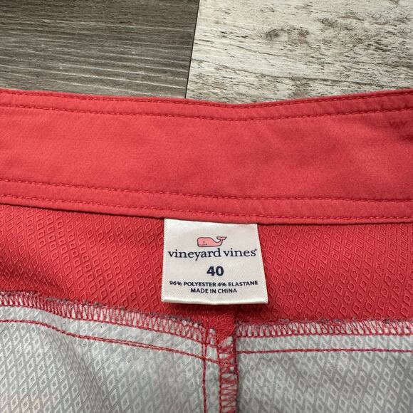 Vineyard Vines Sharks Coral Pink Blue Mens 40 Diamond Textured Swim Board Shorts - Picture 4 of 11